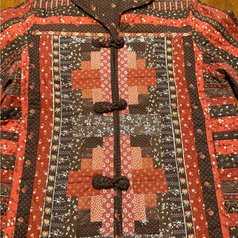 Handmade Quilted Folk Art Jacket | Patchwork Prairie Coat - Picture 14 of 16